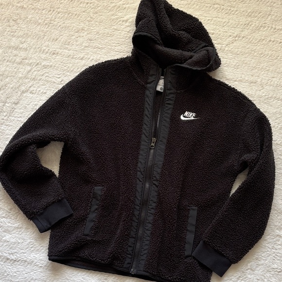 Nike Other - Nike Kids Black Sherpa Zip-Up Hoodie Jacket